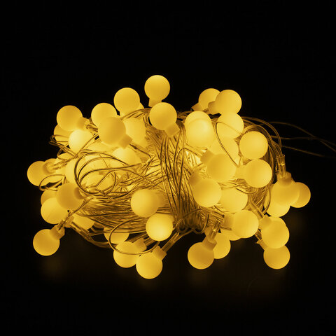 Электрогирлянда-нить комнатная "Шарики" 10 м, 80 LED, теплый белый