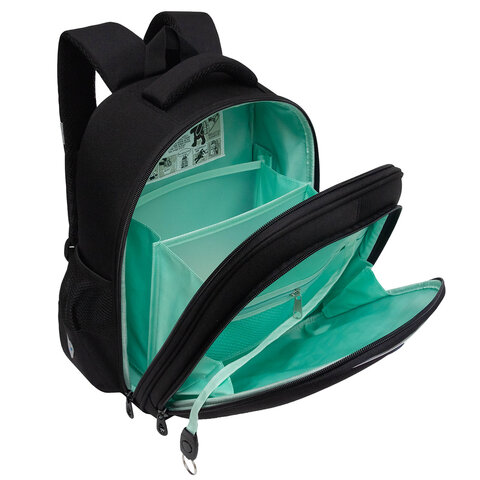 Ранец GRIZZLY анатомическая спинка, c брелоком, для девочек, "I'M