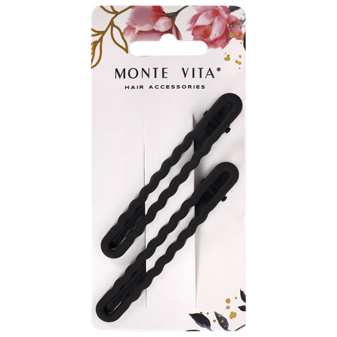 Заколки для волос НАБОР 2 шт., 8 см, зажим, soft touch, чёрный, MONTE VITA Заколки для волос НАБОР 2 шт., 8 см, зажим, soft touch, чёрный, MONTE VITA