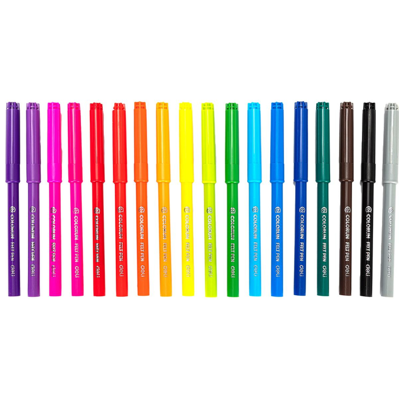 Фломастеры Deli ColoRun 18 цветов, вентилируемые, пакет с европодвесом, EC10013