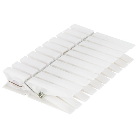 Прищепки бельевые 7,8 см, КОМПЛЕКТ 10 штук, пластик, белые, PRIMILA (ПРИМИЛА)