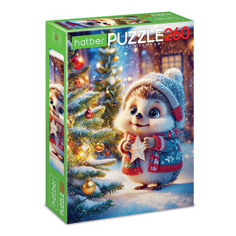 Пазл картонный НОВОГОДНИЙ 260 элементов АССОРТИ, 220х330 мм, HATBER Пазл картонный НОВОГОДНИЙ 260 элементов АССОРТИ, 220х330 мм, HATBER