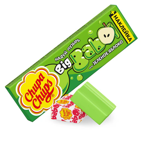 Жевательная резинка CHUPA CHUPS (ЧУПА-ЧУПС) "Биг Бабол Зеленое Жевательная резинка CHUPA CHUPS (ЧУПА-ЧУПС) "Биг Бабол Зеленое