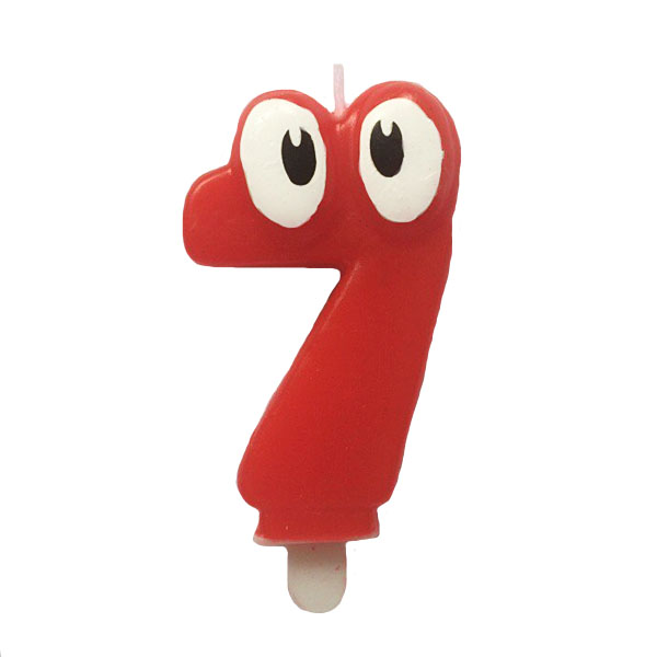 Свеча Цифра 7 Красная С глазками 6,5см Свеча Цифра 7 Красная С глазками 6,5см