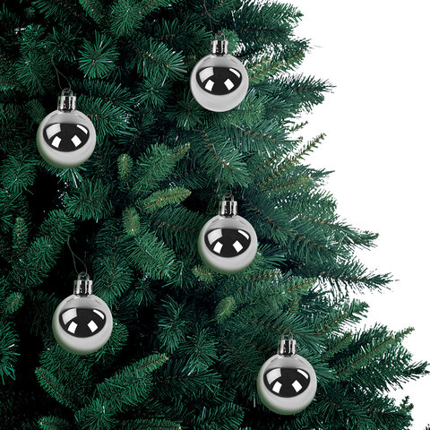 Шары ёлочные 30 шт., 4 см, "Solid Color", пластик, СЕРЕБРО, глянец, Шары ёлочные 30 шт., 4 см, "Solid Color", пластик, СЕРЕБРО, глянец,
