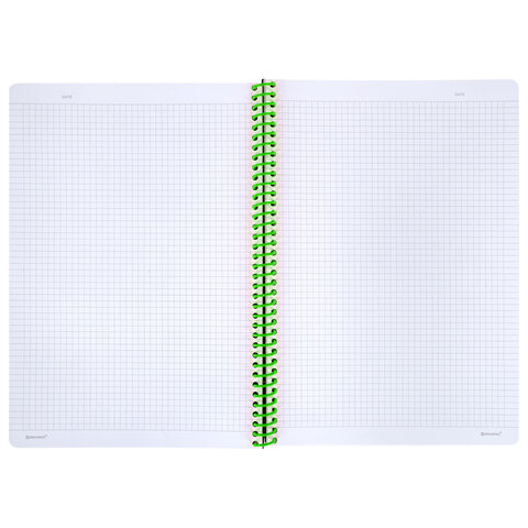 Тетрадь обложка пластик, А4 80 л., спираль пластик, резинка, клетка, BRAUBERG,