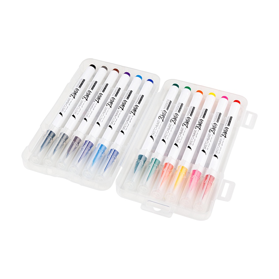 Скетч-маркер BrunoVisconti® "Sketch&Art" набор 12 цветов с мягкой