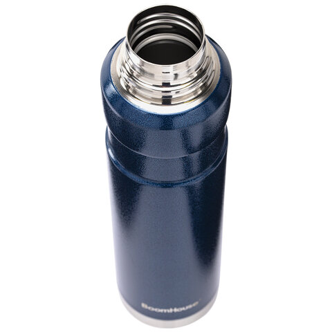 Термос 1 л, BOOMHOUSE (БумХаус) DARKBLUE, нержавеющая сталь SUS304, молотковая