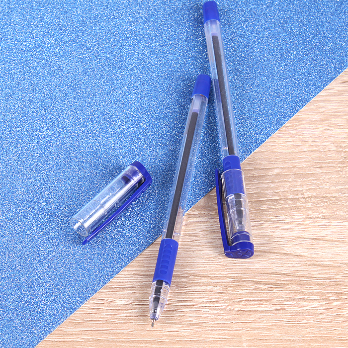 Ручка шариковая синяя "Darvish" на масляной основе прозрачный корпус