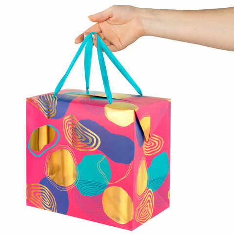 Пакет-коробка подарочный (1 штука) ассорти "Часы"/"Яркий", Пакет-коробка подарочный (1 штука) ассорти "Часы"/"Яркий",