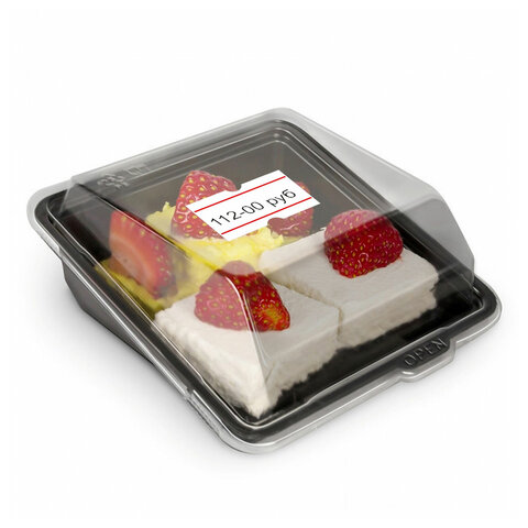 Этикет-лента 21х12 мм, прямоугольная, белая с красной полосой, КОМПЛЕКТ 10 Этикет-лента 21х12 мм, прямоугольная, белая с красной полосой, КОМПЛЕКТ 10