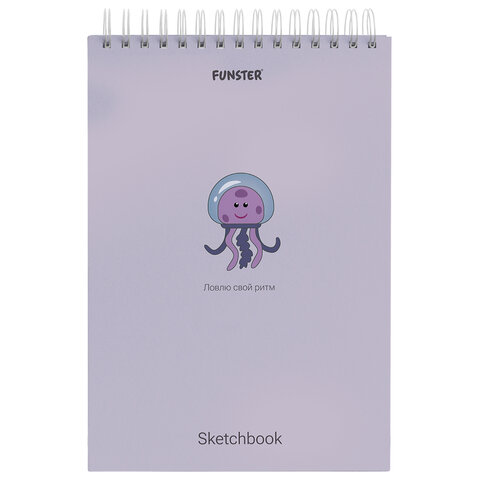 Скетчбук, белая бумага 100 г/м2, 140х201 мм, 60 л., гребень, жёсткая подложка,