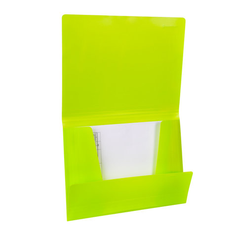 Папка на резинках BRAUBERG "Neon", неоновая, зеленая, до 300 листов,