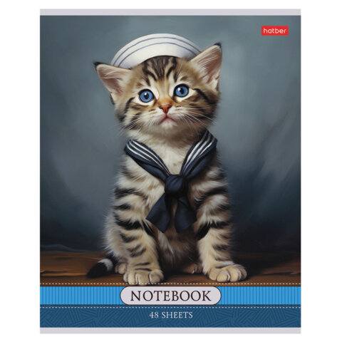 Тетрадь А5 48 л., HATBER скоба, клетка, обложка картон, Тетрадь А5 48 л., HATBER скоба, клетка, обложка картон,