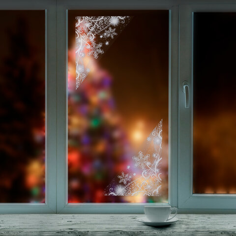 Украшение для окон и стекла ЗОЛОТАЯ СКАЗКА "Зимние узоры 1", 30х38 см,