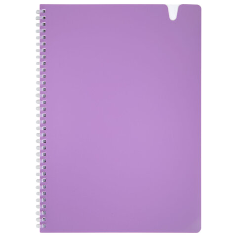 Тетрадь обложка пластик, А4 80 л., гребень мягкий, вырубка для ручки, клетка,