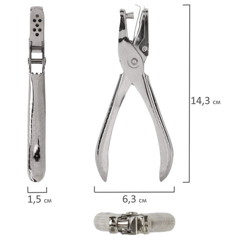 Дырокол металлический на 1 отверстие BRAUBERG "HL-1", до 6 листов,