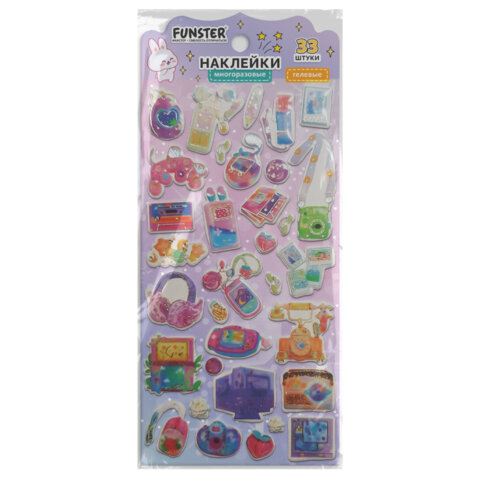 Наклейки гелевые "Красочное веселье", 17,5х9 см, ассорти 6 видов,