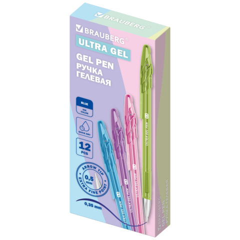 Ручка гелевая BRAUBERG "ULTRA GEL PASTEL", СИНЯЯ, стандартный