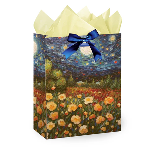 Пакет подарочный (1 штука) 18х10х23 см (M), "3D Flowers", ассорти, с