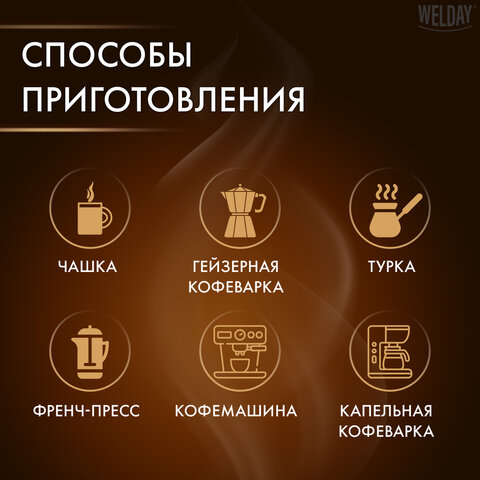 Кофе в зернах WELDAY "Mokka", 1000г, вакуумная упаковка, 622411
