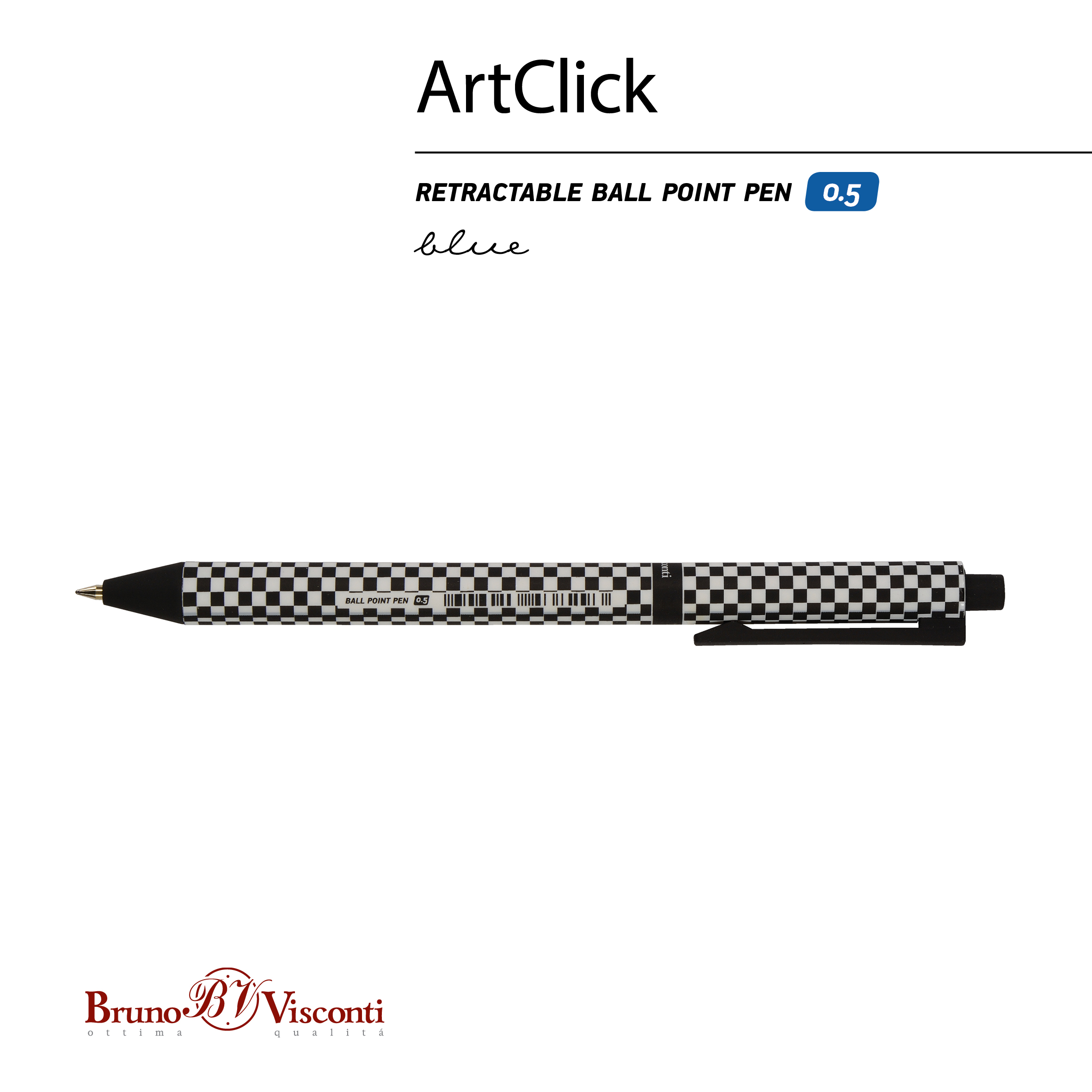 РУЧКА "ArtClick. Шашечки" ШАРИКОВАЯ 0.5 ММ, СИНЯЯ