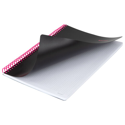 Тетрадь обложка пластик, А4 80 л., спираль пластик, резинка, клетка, BRAUBERG, Тетрадь обложка пластик, А4 80 л., спираль пластик, резинка, клетка, BRAUBERG,