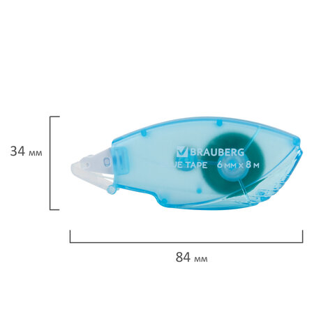 Клей-лента BRAUBERG STANDARD, 6 мм х 8 м, корпус матовый голубой, блистер,