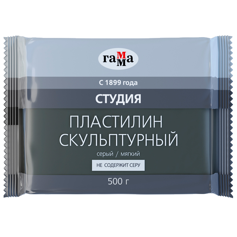 Пластилин скульптурный Гамма "Студия", серый, мягкий, 500г, пакет Пластилин скульптурный Гамма "Студия", серый, мягкий, 500г, пакет