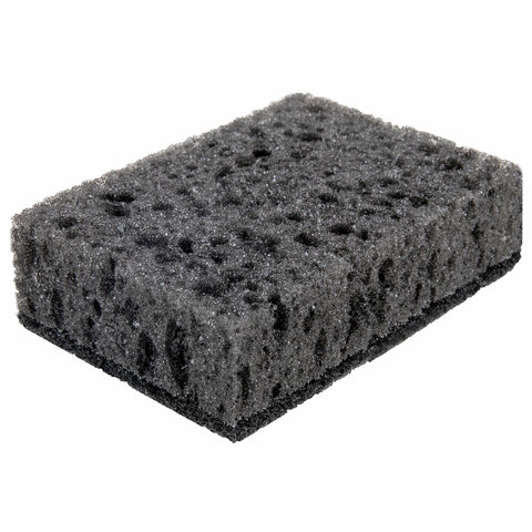 Губки для посуды SQUARE BLACK 98х66х30 мм, КОМПЛЕКТ 10 шт., КРУПНОПОРИСТЫЙ