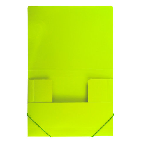 Папка на резинках BRAUBERG "Neon", неоновая, зеленая, до 300 листов,