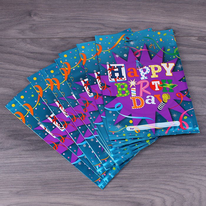 Пакет подарочный "Happy birthday" 17*25см 10шт/уп (набор)