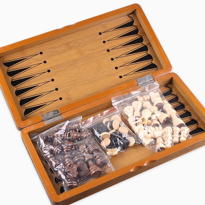 Игра 3 в 1 Шахматы, шашки, нарды 34*34см (деревянные)