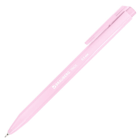 Ручка шариковая автоматическая BRAUBERG "TRIOS PASTEL COLOR", СИНЯЯ,