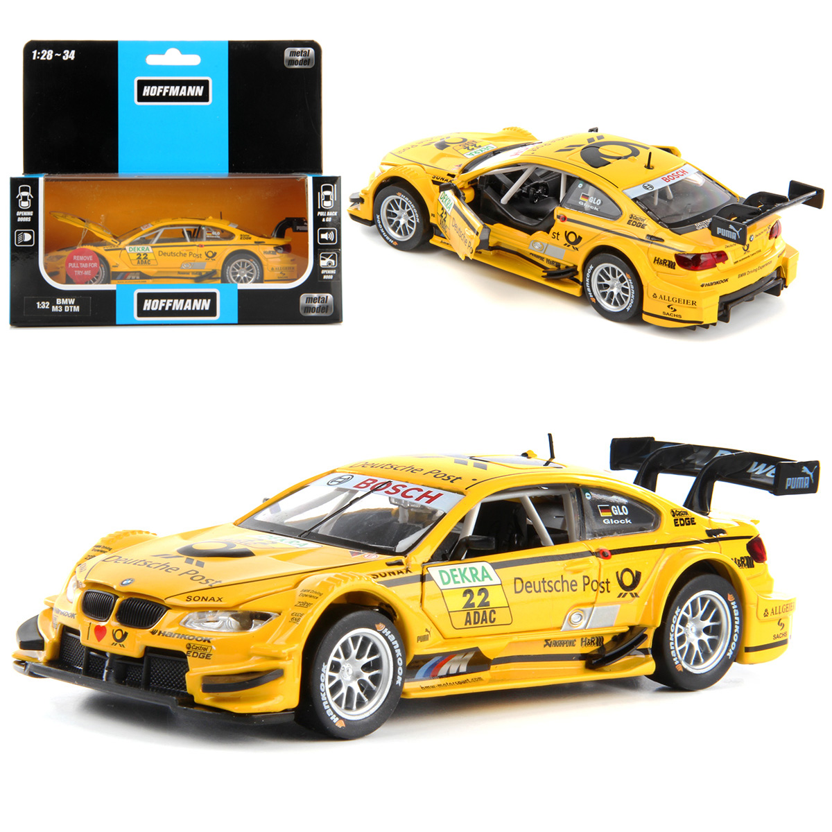 Машина металлическая BMW M3 DTM 1:32, звук/свет, двери и капот откр.,  инерция купить оптом, цена от 1084.46 руб. 4680448460091