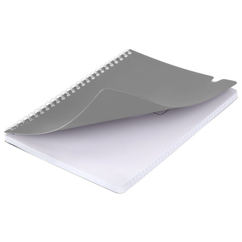 Тетрадь обложка пластик, А5 80 л., гребень мягкий, вырубка для ручки, клетка,