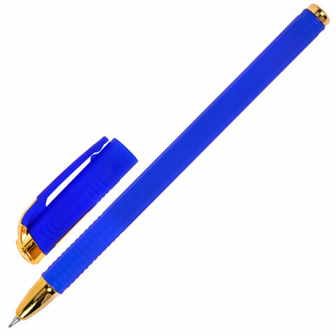 Ручка шариковая масляная BRAUBERG "Techno-X GLD", СИНЯЯ, корпус синий,