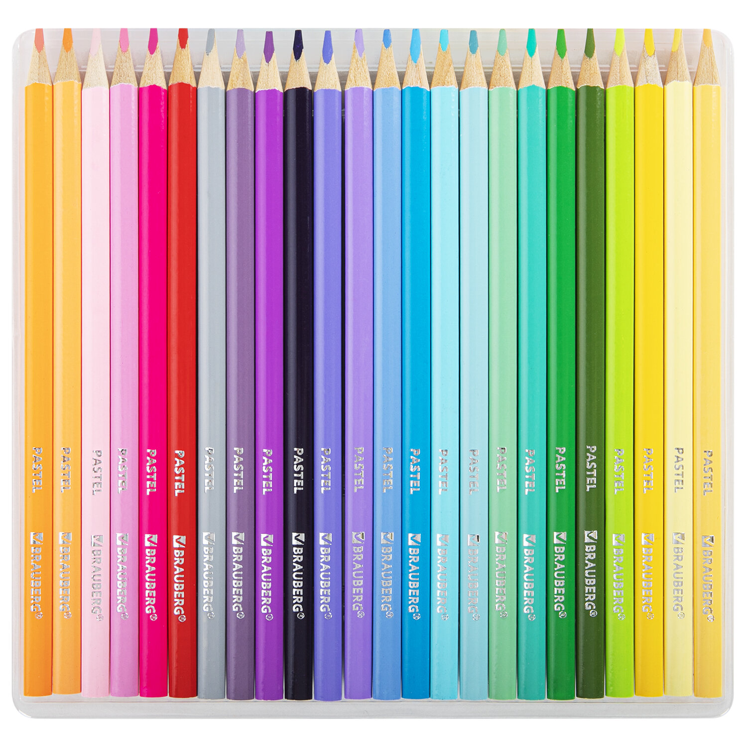 Карандаши цветные BRAUBERG PASTEL, 24 пастельных цвета, трёхгранные, грифель 3