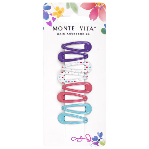 Заколки для волос НАБОР 8 шт., 3 см, клик-клак, глянцевый, разные цвета, MONTE Заколки для волос НАБОР 8 шт., 3 см, клик-клак, глянцевый, разные цвета, MONTE
