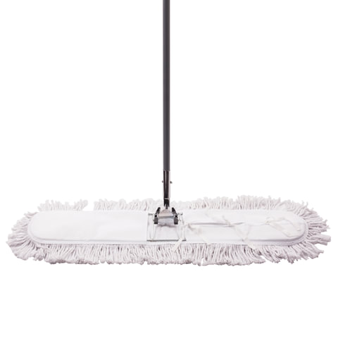 Швабра-рамка 90 см, стальной черенок 125 см, цельный держатель, МОП с завязками,