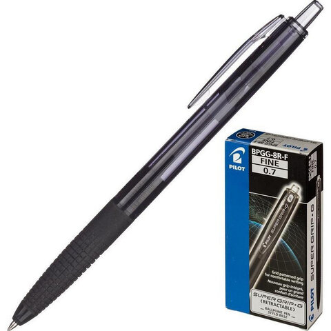 Ручка шариковая автоматическая с грипом PILOT Super Grip G, ЧЕРНАЯ, линия 0,21 Ручка шариковая автоматическая с грипом PILOT Super Grip G, ЧЕРНАЯ, линия 0,21