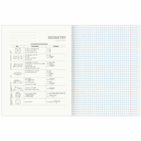 Тетрадь предметная "ПРИРОДА" 48 л., обложка картон, ГЕОМЕТРИЯ, клетка,