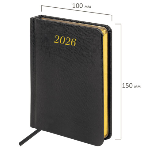 Ежедневник датированный 2026, МАЛЫЙ ФОРМАТ 100х150 мм, А6, BRAUBERG