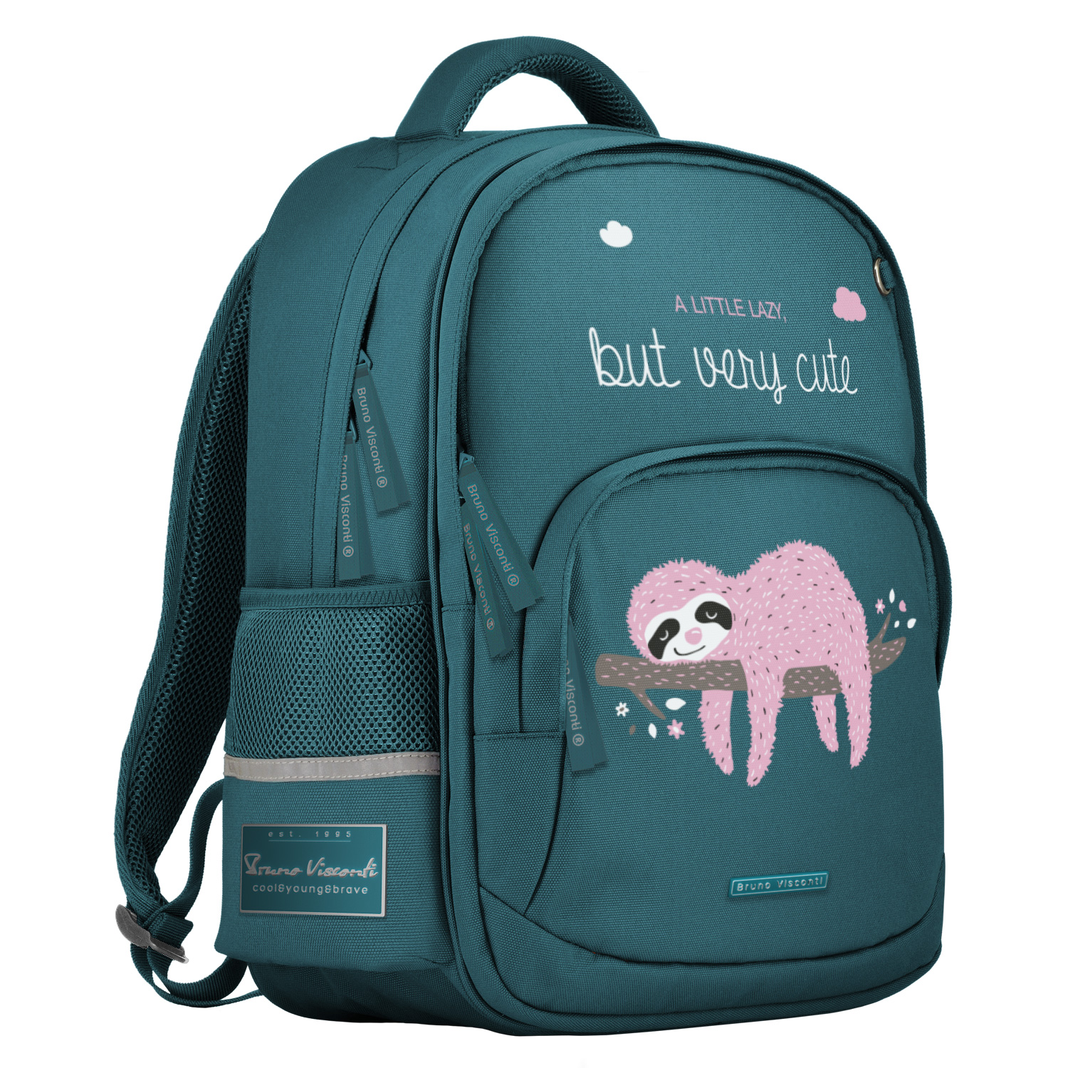 РЮКЗАК БИРЮЗОВЫЙ С ЭРГОНОМИЧНОЙ СПИНКОЙ "PINK SLOTH"