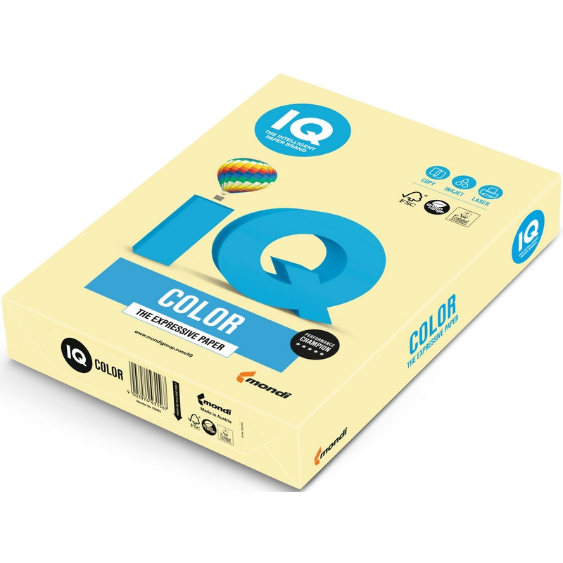 Бумага цветная IQ COLOR (А4,80г,YE23-желтый) пачка 500л. штр. 9003974400211 Бумага цветная IQ COLOR (А4,80г,YE23-желтый) пачка 500л. штр. 9003974400211