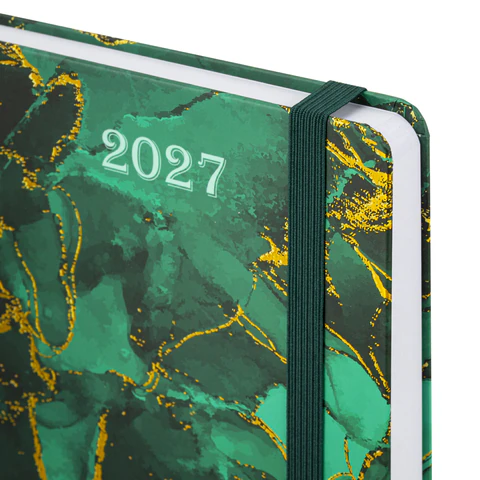 Ежедневник датированный 2027 с резинкой, 145х203 мм, А5, BRAUBERG, твердый,