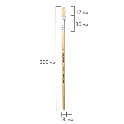 Кисть ПИФАГОР, щетина, плоская, № 8, 200873