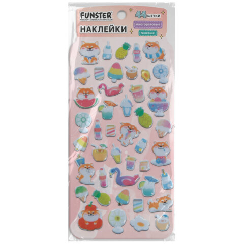 Наклейки гелевые "Вкусный микс", 17,5х9 см, ассорти 6 видов, FUNSTER Наклейки гелевые "Вкусный микс", 17,5х9 см, ассорти 6 видов, FUNSTER