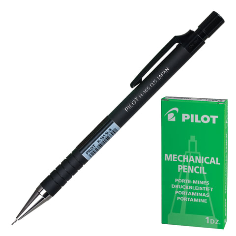 Карандаш механический PILOT Н-165, корпус черный, прорезиненный, ластик, 0,5 мм, Карандаш механический PILOT Н-165, корпус черный, прорезиненный, ластик, 0,5 мм,