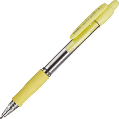 Ручка шариковая автоматическая с грипом PILOT Super Grip, СИНЯЯ, желтые детали, Ручка шариковая автоматическая с грипом PILOT Super Grip, СИНЯЯ, желтые детали,